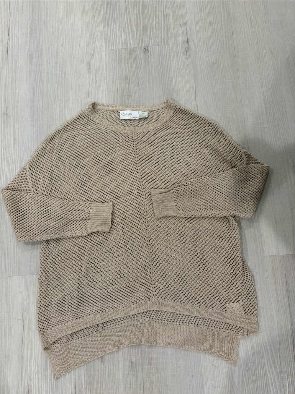 Women’s Light Tan Open-Knit Sweater